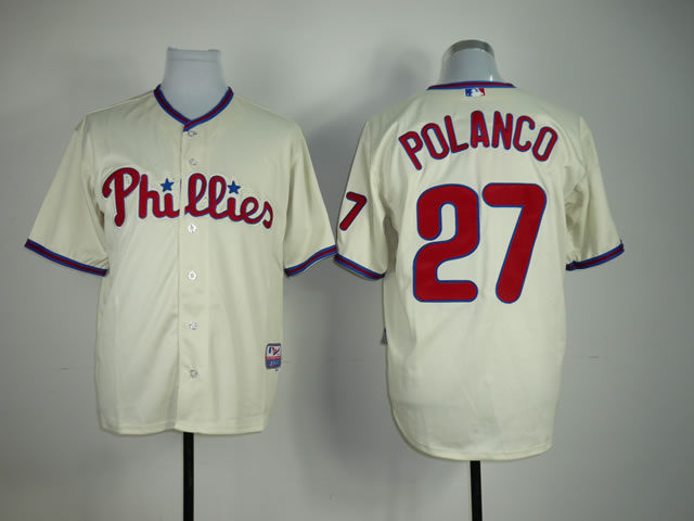 Men Philadelphia Phillies #27 Polanco Cream MLB Jerseys->philadelphia phillies->MLB Jersey